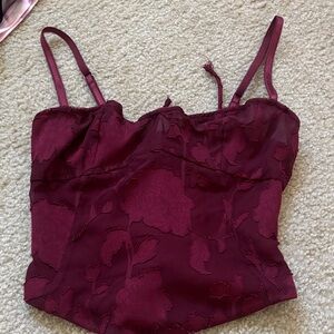 White Fox Boutique Burgundy Floral Top